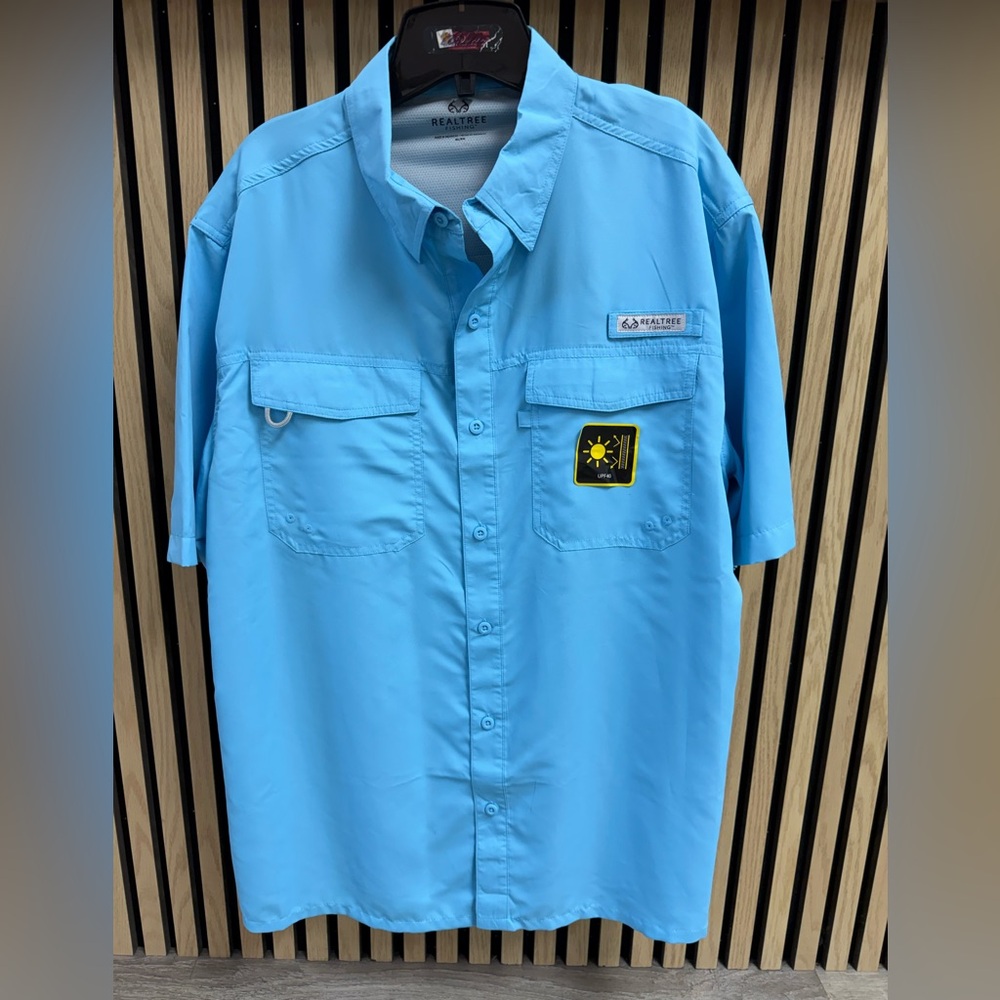 Realtree Light Blue Short Sleeve Fishing Shirt